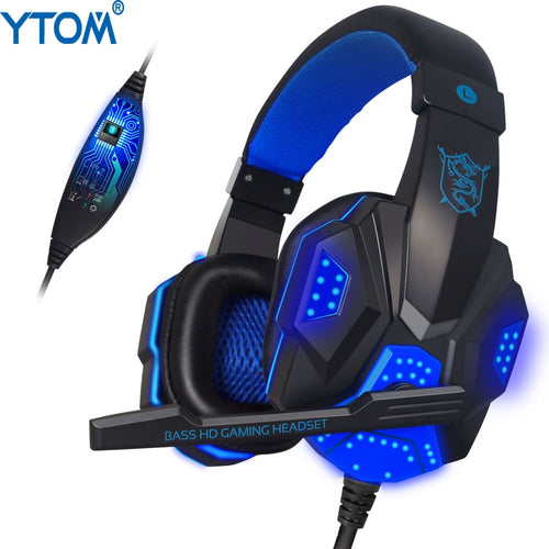 YTOM PC780 Deep Bass Game Headphone Stereo Surrounded Over-Ear Gaming Headset Headband Earphone with Light for Computer PC Gamer