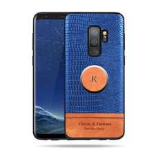 Load image into Gallery viewer, GerTong Soft Silicone PU Leather Anti-Slip Case For Samsung Galaxy  A8 Plus 2018 S7 Edge S8 S9 Plus Magnetic Car Stand PC Coque