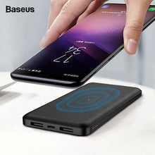Load image into Gallery viewer, Baseus 10000mAh Qi Wireless Charger Power Bank External Battery Wireless Charging Powerbank For iPhone Samsung Xiaomi Poverbank