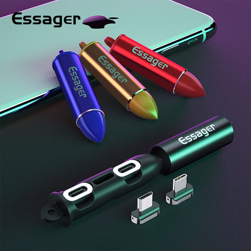 Essager Portable Magnetic Plug Box Adapter Metal Storage Container for iPhone Micro USB Type C Magnet Charger Cable Connector