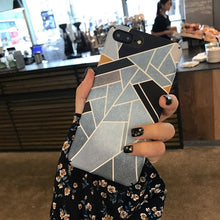 Load image into Gallery viewer, GerTong Gradient Geometry Pattern Phone Cases For iPhone X 6 Hard PC Back Cover For iphone 6 6s Plus 7 8 Line Splice Case Coque