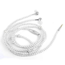 Load image into Gallery viewer, Pearl Necklace Earphone In-Ear Pink Rhinestone Necklace Jewelry Beads Earphones With Mic For Samsung Xiaomi Brithday Girls Gifts
