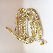 Load image into Gallery viewer, Pearl Necklace Earphone In-Ear Pink Rhinestone Necklace Jewelry Beads Earphones With Mic For Samsung Xiaomi Brithday Girls Gifts