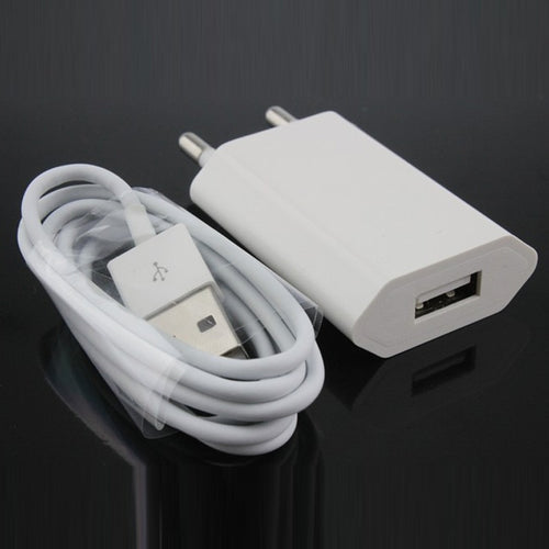 2 in1 USB AC EU Wall Power Adapter Charging Charger Adapter & Original 8-Pin USB Charging Cable for iphone 7 6 plus 6s 5 8 X XS