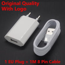 Load image into Gallery viewer, 2 in1 USB AC EU Wall Power Adapter Charging Charger Adapter &amp; Original 8-Pin USB Charging Cable for iphone 7 6 plus 6s 5 8 X XS