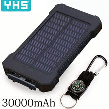 Load image into Gallery viewer, Solar Power Bank Waterproof 30000mAh Solar Charger 2 USB Ports External Charger Powerbank for Xiaomi Smartphone with LED Light