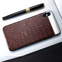 Load image into Gallery viewer, GerTong Phone Cases For iPhone 6 8 7 6s Plus Case Crocodile Leather Business Ultra Slim Coque Back Cover For iPhone X Capa Shell