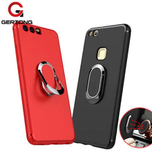 Load image into Gallery viewer, GerTong Soft Silicone For Huawei P10 Plus Phone Case For Huawei P10 Lite Frosted 360 Rotating Finger Ring car Stand Holder Cover