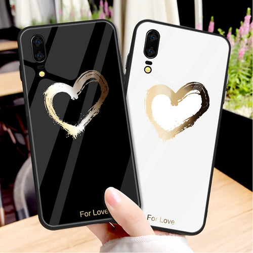 Couple Love Painting Phone Cases For Huawei  P20 Lite Nova 3 3i Mate 20 10 Pro Soft Case For Honor 8X 10 Hard Glass Fundas Cover